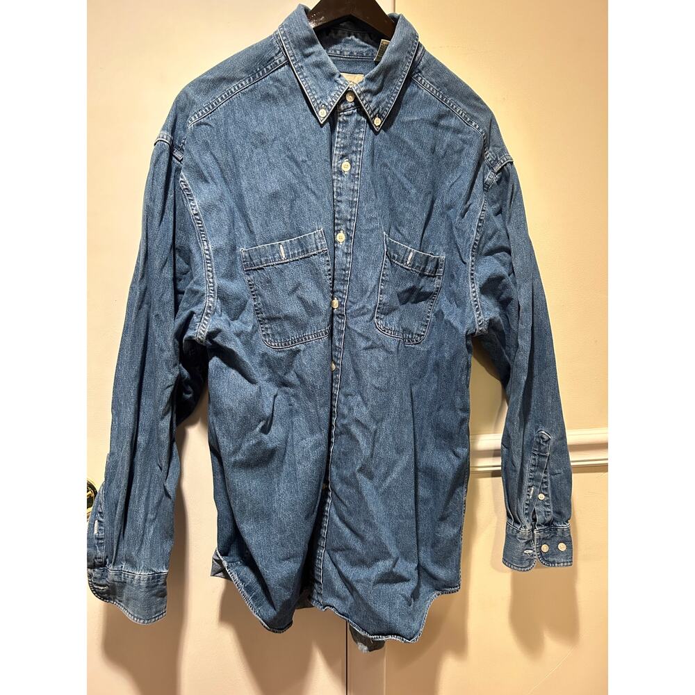Vintage GH BASS & Co Mens large Shirt Button Down Denim Pocket